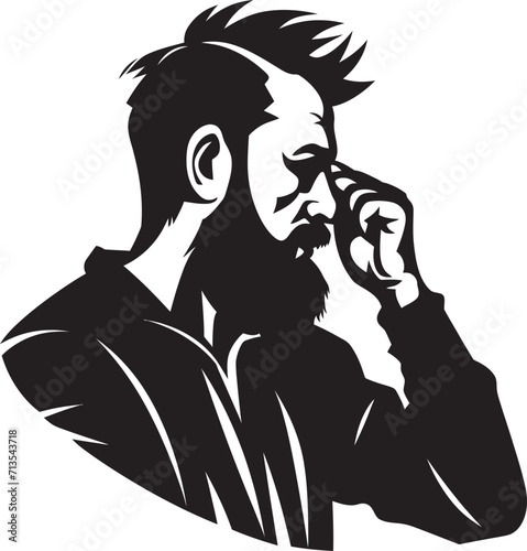 Melancholic Maze Emblem of a Head scratching Persona Emotional Enigma Design of a Man in Desolation