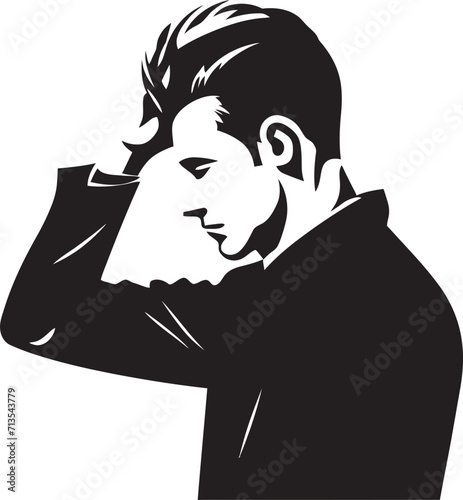 Cognitive Chaos Vector Logo of a Melancholic Persona Desperation Dilemma Emblem of a Perplexed Individual