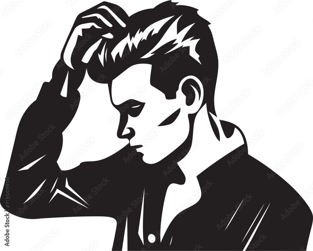 Despair Dance Depressed Man Logo in Design Puzzle of Pensive Emblem of a Perplexed Soul