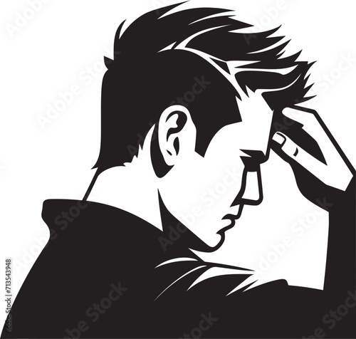 Thought Turmoil Vector Icon of a Perplexed Mind Bewildered Brainwaves Depressed Soul Emblem Design