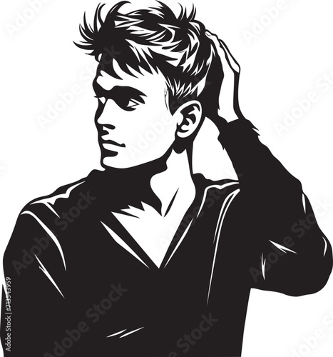Bewildered Brainwaves Depressed Soul Emblem Design Despair Design Scratching Head Icon in Vector