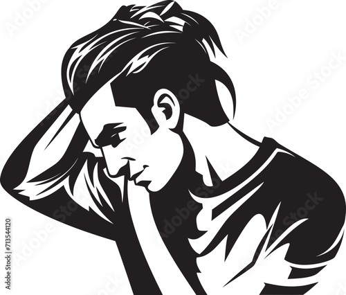 Puzzle of Pain Distressed Man Icon in Vector Cognitive Confusion Depressed Soul Logo