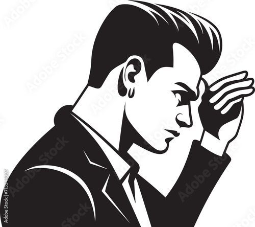Emotional Entanglement Distressed Individual Vector Thought Turmoil Emblem of a Perplexed Soul