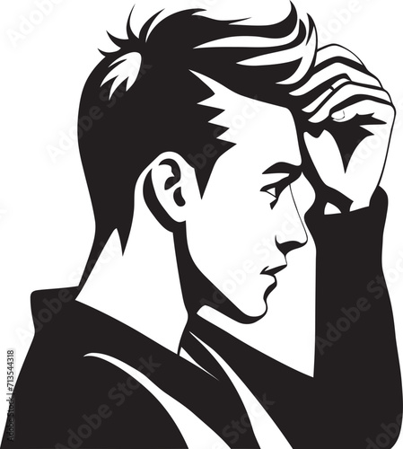 Desperation Dilemma Vector Logo of a Despondent Figure Puzzle of Regret Emblem of a Head scratching Persona