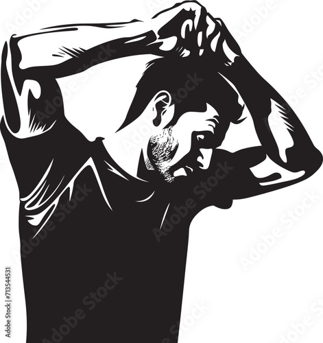 Overwhelmed Odyssey Depressed Man Icon in Vector Thought Turmoil Emblem of a Perplexed Soul