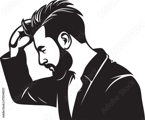 Cognitive Confusion Depressed Soul Logo Enigmatic Expression Scratching Head Vector Design