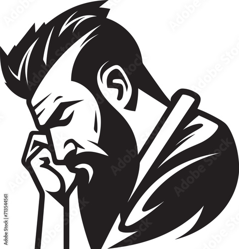 Desolation Design Depressed Individual Icon in Design Emotional Entanglement Vector Logo of a Desperate Soul