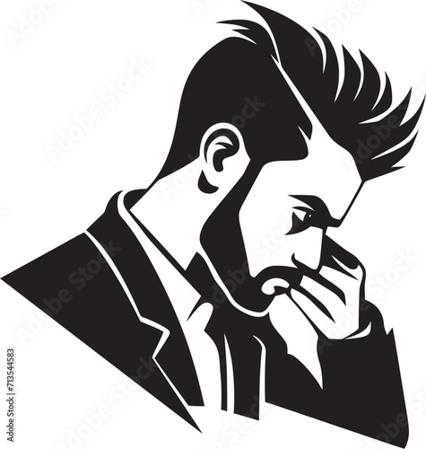 Cerebral Confusion Emblem of a Head scratching Soul Desolation Dilemma Vector Design of a Troubled Man