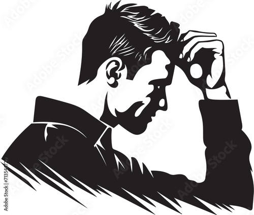 Bewildering Blues Scratching Head Vector Logo Thought Twister Depressed Man Icon in Design