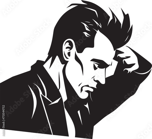 Headache Havoc Vector Logo of a Distressed Individual Puzzle of Despair Scratching Head Icon Design