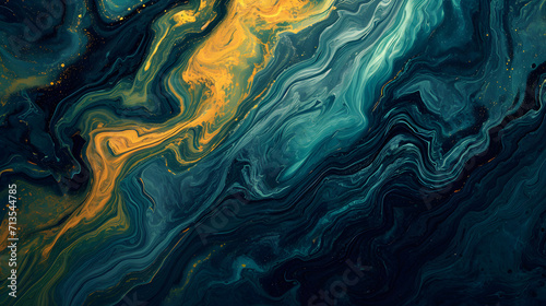 Close-Up of Blue and Yellow Fluid, Stunning Colors and Mesmerizing Flow