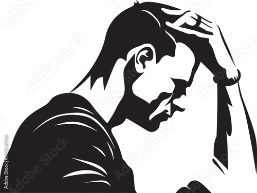 Emotional Enigma Scratching Head Emblem Design Puzzle of Despondency Depressed Individual Logo
