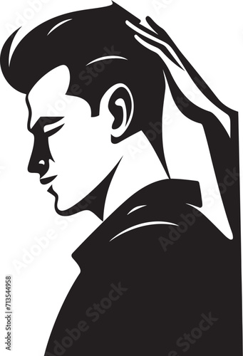 Desolation Dilemma Depressed Soul Emblem Cognitive Crisis Vector Logo of a Head scratching Persona