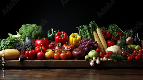 Assorted fresh vegetables on a wooden board.