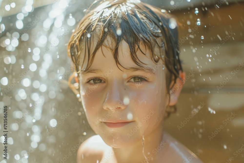 A young boy standing in the water. Suitable for various uses A young boy standing in the water. Suitable for various uses