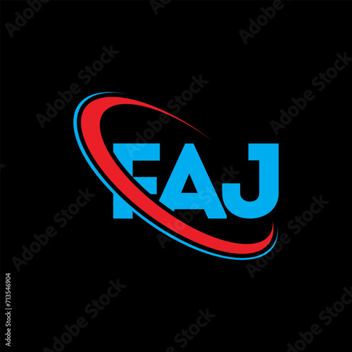 FAJ logo. FAJ letter. FAJ letter logo design. Intitials FAJ logo linked with circle and uppercase monogram logo. FAJ typography for technology, business and real estate brand. photo