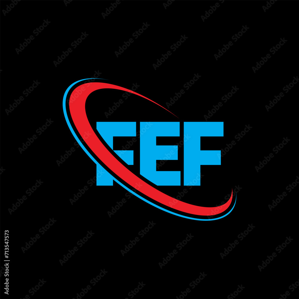 Obraz premium FEF logo. FEF letter. FEF letter logo design. Initials FEF logo linked with circle and uppercase monogram logo. FEF typography for technology, business and real estate brand.