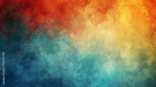 Abstract Painting With Blue  Orange  and Yellow Background
