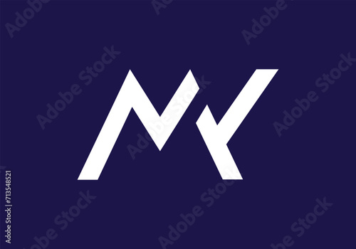 Alphabet letter M K, logo icon vector MK or KM minimal and negative space minimal logo