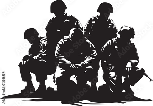 Warfront Harmony Soldiers Unity Emblem Infantry Insignia Vector Logo of Soldier Formation