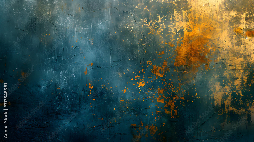 Abstract Painting of Blue and Yellow Colors - obrazy, fototapety, plakaty 