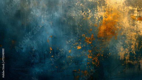Abstract Painting of Blue and Yellow Colors photo