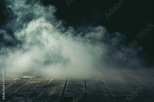 A dark room filled with billowing smoke. Perfect for adding a mysterious and atmospheric touch to your projects