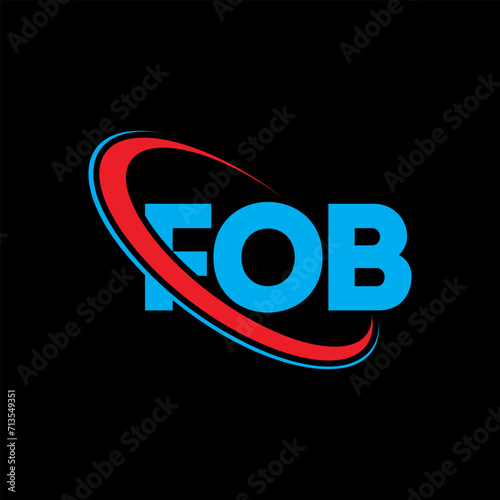 FOB logo. FOB letter. FOB letter logo design. Initials FOB logo linked with circle and uppercase monogram logo. FOB typography for technology, business and real estate brand.