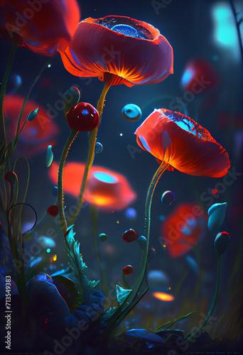 tyndall light effects of beautiful flower AI Generated Image photo