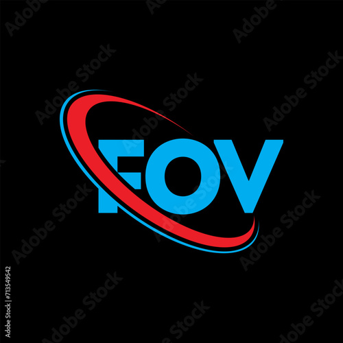 FOV logo. FOV letter. FOV letter logo design. Initials FOV logo linked with circle and uppercase monogram logo. FOV typography for technology, business and real estate brand.