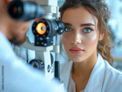 Examination at the ophthalmologist, prevention of poor eyesight, cataracts, blindness, retinal detachments, glasses Ai generated