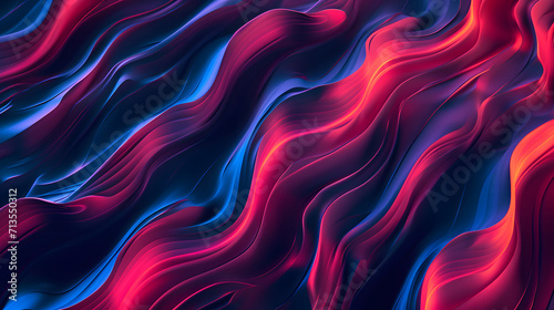 Abstract Image of Red and Blue Waves, Bright and Striking Dynamic Pattern