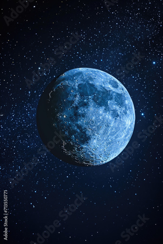 A stunning image of a blue moon shining brightly in the middle of the night sky. Perfect for various creative projects and designs