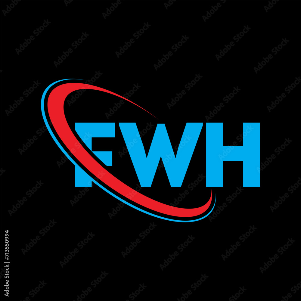 FWH logo. FWH letter. FWH letter logo design. Initials FWH logo linked with circle and uppercase monogram logo. FWH typography for technology, business and real estate brand.
