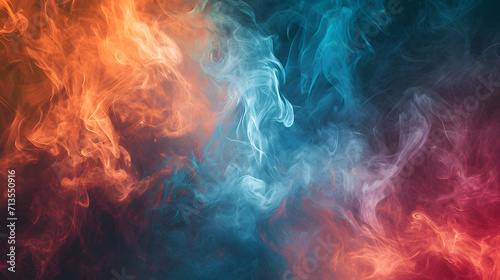 Colorful Smoke Against Black Background, Vivid and Dynamic Visuals