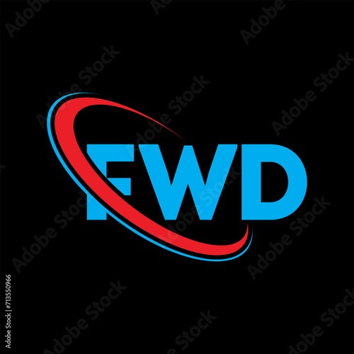 FWD logo. FWD letter. FWD letter logo design. Initials FWD logo linked with circle and uppercase monogram logo. FWD typography for technology, business and real estate brand. photo