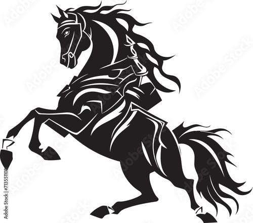 Fototapeta Naklejka Na Ścianę i Meble -  Thunderbolt Trot Racing Horse Vector Logo Crested Canter Crested Horse Emblem