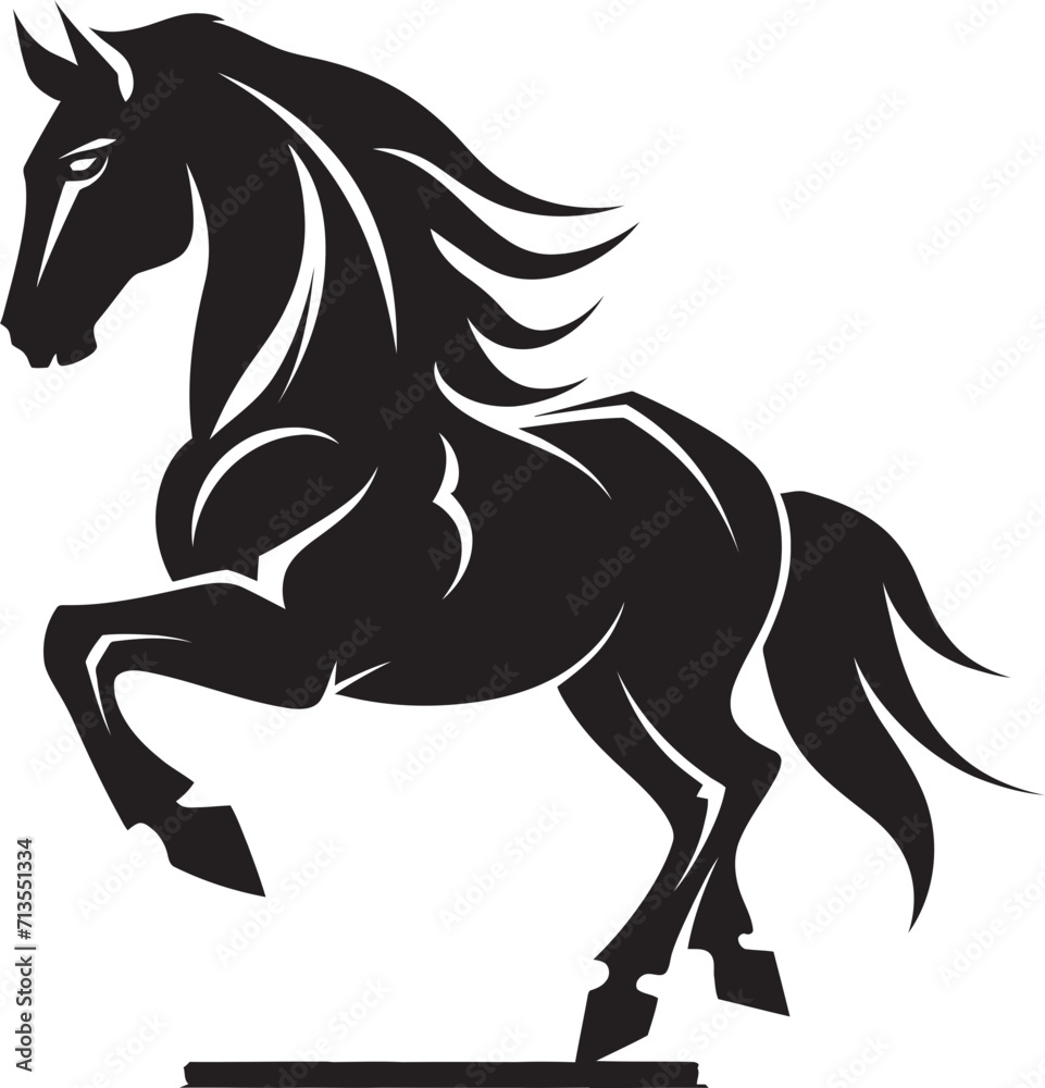 Fototapeta premium Crowned Clydesdale Winged Horse Vector Emblem Wild West Whirl Galloping Horse Logo