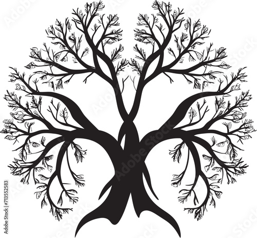 Alveolar Arbor Essence Vector Emblem of Lung Tree Respiratory Rhythms Melody Branching Lung Logo