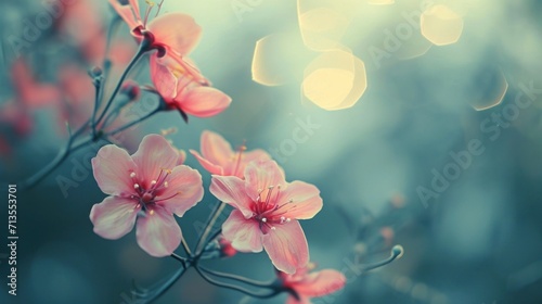 Close Up of Pink Flowers on a Branch