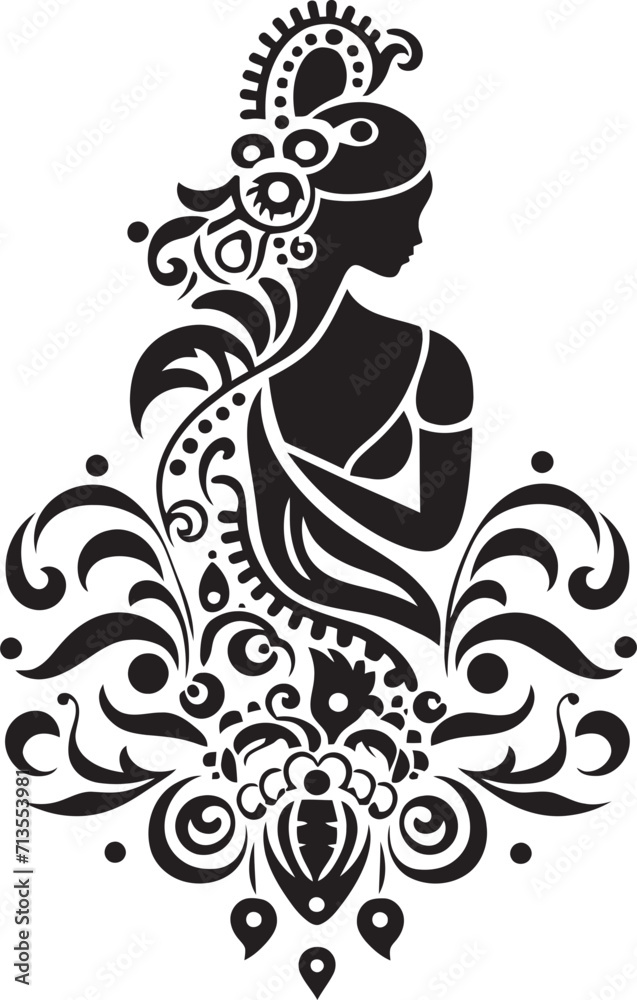 Radiant Reverence Indian Wedding Bliss Symbol Sacred Silhouettes Cultural Couple Vector Emblem