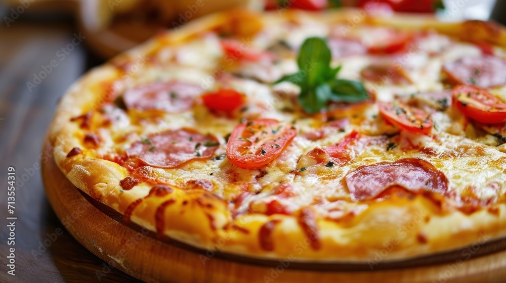 Delicious Pizza Close-Up on Table