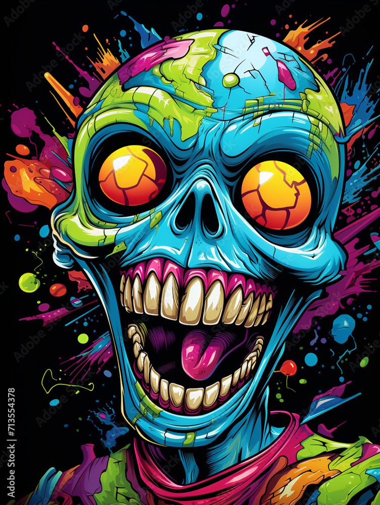 T-shirt design, Laughing Alien, the most beautiful in the universe, in the style of marvel, comic book created with Generative Ai T-shirt design, Laughing Alien, the most beautiful in the universe, in the style of marvel, comic book created with Generative Ai