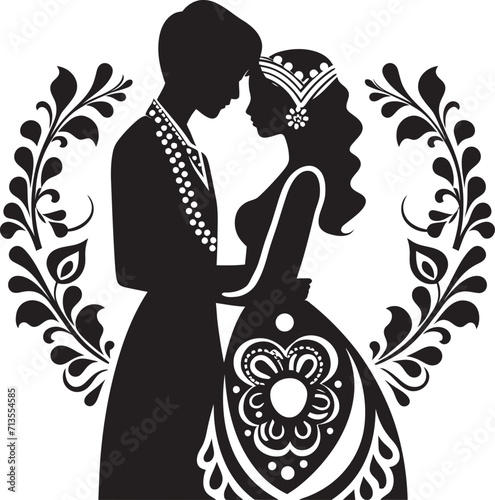 Ethnic Elegance Wedding Logo Design Love Knot Vector Traditional Couple Icon