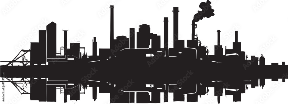 Urban Forge Industrial Zone Emblem Design Factory Fusion Dynamics Vector Logo of Industrial Landscape