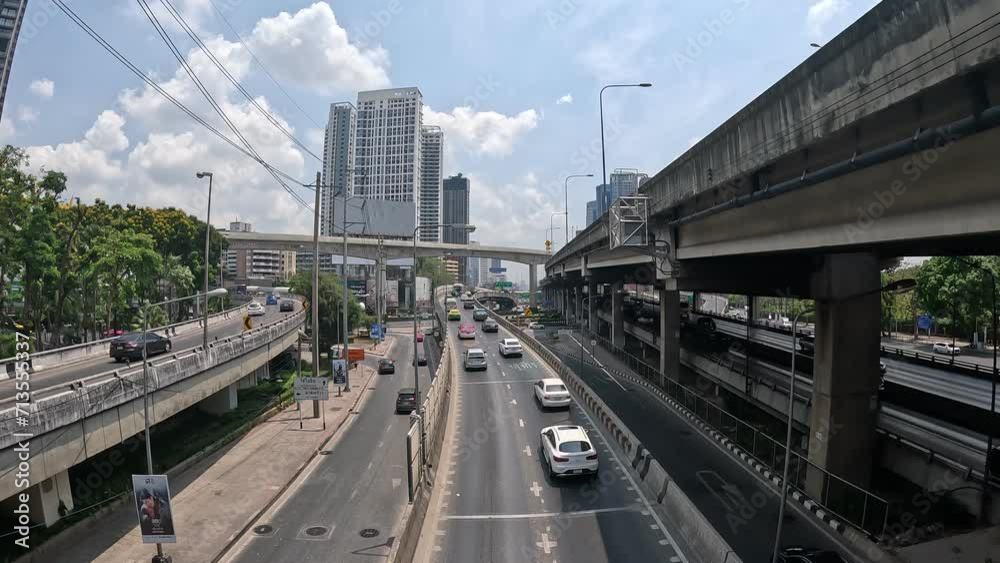 Time lapse of busy traffic during rush hour on the roads of Bangkok, Thailand. A bustling scene of vehicles navigating the crowded streets in one of the world's most vibrant cities.Time-lapse video.
Time lapse of busy traffic during rush hour on the roads of Bangkok, Thailand. A bustling scene of vehicles navigating the crowded streets in one of the world's most vibrant cities.Time-lapse video.