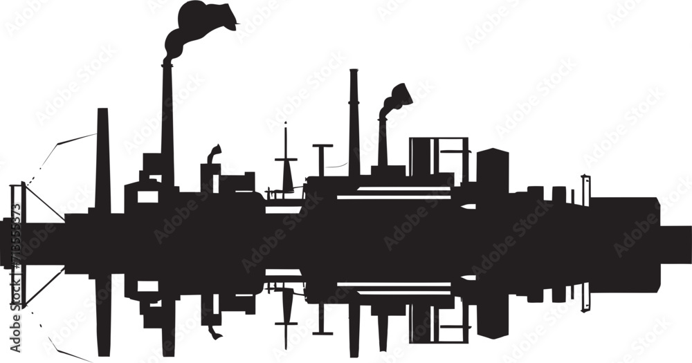 Obraz premium Cityscape Constructs Industrial Area Icon Industrial Ingenuity Grid Factory Vector Logo