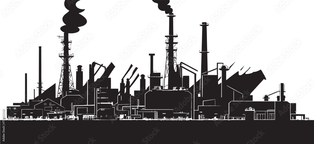 Modern Industry Blueprint Vector Icon of Urban Landscape TechnoTopography Industrial Zone Emblem Design Modern Industry Blueprint Vector Icon of Urban Landscape TechnoTopography Industrial Zone Emblem Design
