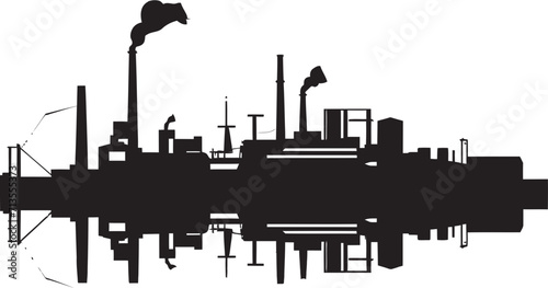 Cityscape Constructs Industrial Area Icon Industrial Ingenuity Grid Factory Vector Logo