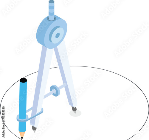 Isometric Drawing Compass and Pencil